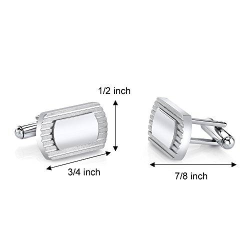 Mancuernillas clásicas de acero inoxidable para hombre miniatura 3