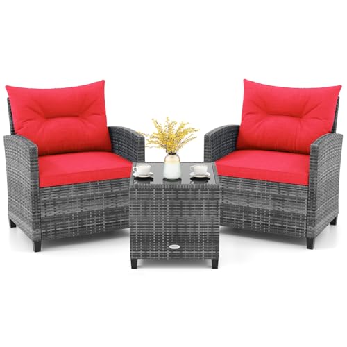 KOTEK 3-Piece Patio Furniture Set - PE Rattan Conversation Set