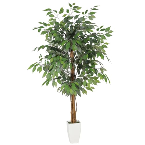 FEELEAD フェイクグリーン ベンジャミン 高さ約150cm 観葉植物 人工観葉樹 大型 造花 インテリア 室内 オフィス リビング ダイニング 鉢付き おしゃれ 人工植物 開店祝い 新築祝い プレゼント ギフト 母の日