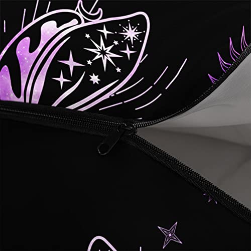 Bolsa de dormir para niños para camping, diseño mariposa negro y púrpura, ligera, cálida, portátil, impermeable y resistente al frío para exteriores e interiores miniatura 5