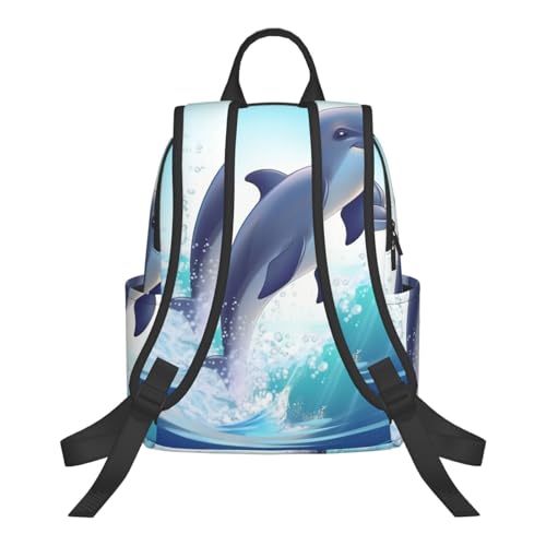 Casual Backpack for Women Men Cute Dolphin Lightweight Daypack Large Capacity Nurse Bag3