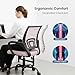 DUMOS Office Desk Chair - Ergonomic Mid Back with Lumbar Support & Rocking Mode, Height Adjustable with Fixed Armrest, Storage Back for Computer, Gaming, Conference, Meeting Room, 360° Swivel, Pink