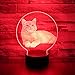 Produktbild Jinson well 3D katze led licht Lampe optische Illusion Nachtlicht, 7 Farbwechsel Touch Switch Tisch Schreibtisch Dekoration Lampen Flat Base USB Spielzeug