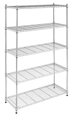 Whitmor 5 Tier Heavy Duty Shelving Unit, Metal Storage Shelves, 500 lbs Capacity per Shelf, Max 2500 lbs total, Easy Assembly Home Organizer for Pantry, Garage, Plant, 48