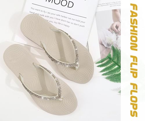 Image of KuaiLu Women's Rhinestone Flip Flops Arch Support Yoga Mat Cushion Sandals
