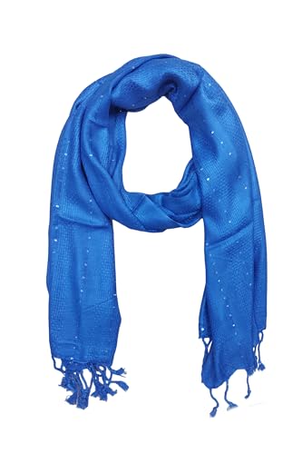 Image of Solid Sequin Stole with Tassels for Women & Men - Soft Lightweight Rayon Fabric | Available in 10+ Colours | 70 x 180 cm