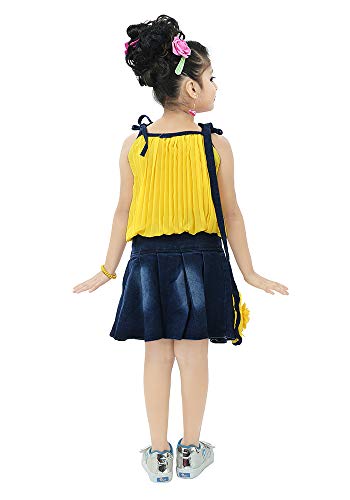 Image of Chandrika Girls Casual Skirt and Top Set with Bag for Kids