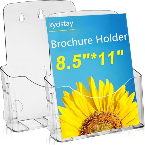 xydstay Acrylic Brochure Holder 8.5x11 Inches Slant Back Design, Clear Display Stand, Plastic Table...