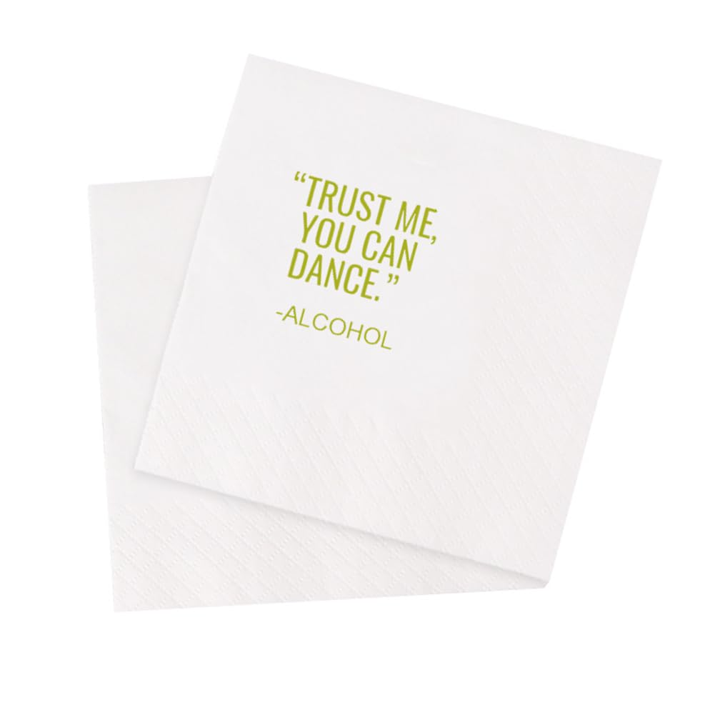 VOWFOO Funny Cocktail Napkins 100Pcs Trust Me You Can Dance Alcohol Paper Disposable Party Napkins For Bachelorette Bridal Shower Birthday New Year's Eve Girls' Night Party 5 x 5 2-ply (Alcohol)