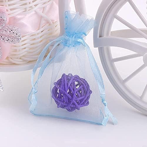 100PCS Organza Gift Bags Small Drawstring Bags Mesh Jewellery Pouches 10X15CM Candy Bags for Wedding, Christmas, Birthday, Anniversary, Party Favour Bags(Light Blue)