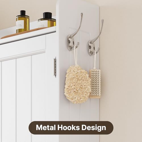 Xbro Armario sobre Inodoro, Mueble sobre Inodoro con Doble Puerta, Portarrollos de Papel Higiénico y Estante Ajustable, 82 x 20 x 179 cm, Blanco - imagen 6