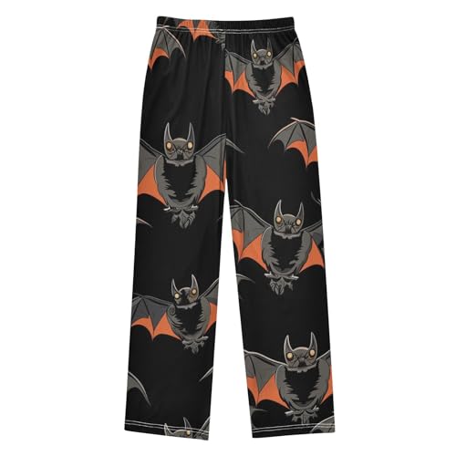 ZZXXB Halloween Bat Print Boys Long Pants Soft Trousers Elastic Waist Kids Lounge Bottoms with Pockets S-XL2