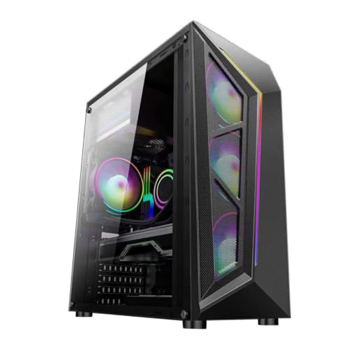 Gabinete de computadora de escritorio KALLORY RGB con panel lateral de vidrio templado, soporte de placa madre ATX, iluminación LED para juegos y uso de oficina miniatura 1