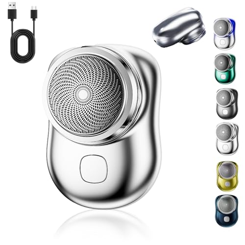 Lureza Shaver,Lureza Mini-Shave Portable Electric Shaver, Mini Low Noise USB Fast Charging Shave,Blade Removable Wet and Dry for Home, Car, Travel (Silver)