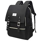 Ronyes College Bag Fits up to 15.6’’ Laptop Casual Rucksack Waterproof Business Travel School Backpack Daypacks with USB Unisex(All Black)