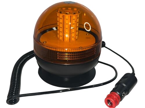 Rotativo Luz LED Estroboscópica Impermeble 12V - 24V | Faro Rotativo magnético 60 LED SMD Luz de Emergencia Homologado ECE R10 EMC , 3 Modos de Iluminación - Flash de Rotación 360º, Pirulo Tractor