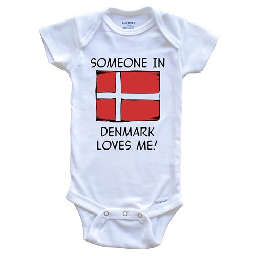 Someone in Denmark Loves Me Danish Flag One Piece Baby Bodysuit