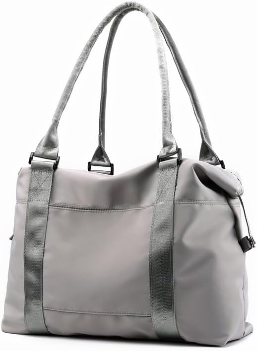 Small Duffel Bag for Sports, Gyms, Weekend, and Overnight, Gym Bag for Women and Men Lightweight Carryon Gym Bag Travel Grey