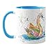 Tazza colorata con cigno, acquerello, arcobaleno, idea regalo, compleanno, lavoro, ufficio, tè e caffè (blu)