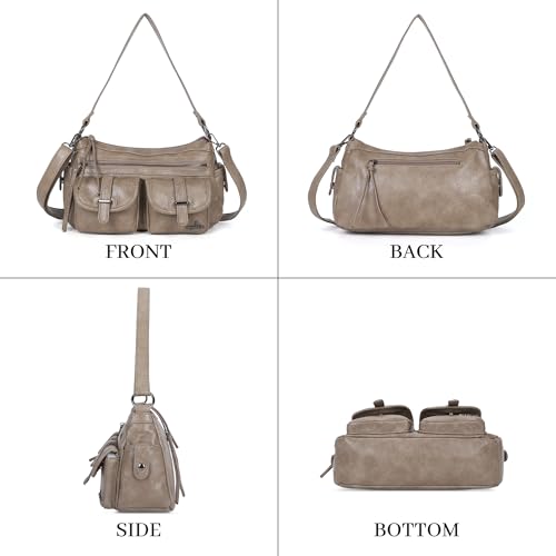 Image of Angel Kiss Hobo Purses for Women Crossbody Shoulder Bag Ladies Multi Pocket Handbags with Adjustable Shoulder Strap | Soft Vegan Leather