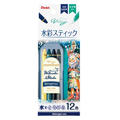 (未使用･未開封品)　ぺんてる 全芯色鉛筆 水彩スティック 12色 スタンダードミックス GSS1-12ST bt0tq1u Amazon | ぺんてる 全芯色鉛筆 水彩スティック 12色 スタンダード