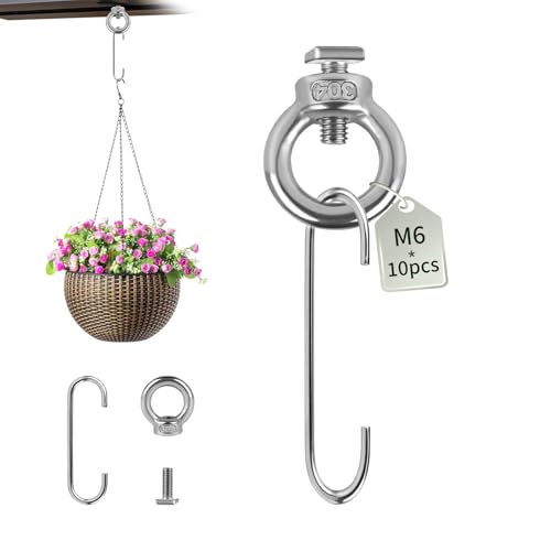 EXLECO 10 pcs Edelstahl M6 Ringmutter Gewächshausclips mit Schraube, Pflanzenhalter Gewächshaus Klammern, Gewächshaus Zubehör für Pflanzen, Aufhängevorrichtung Rankhilfe für Gurke Tomate