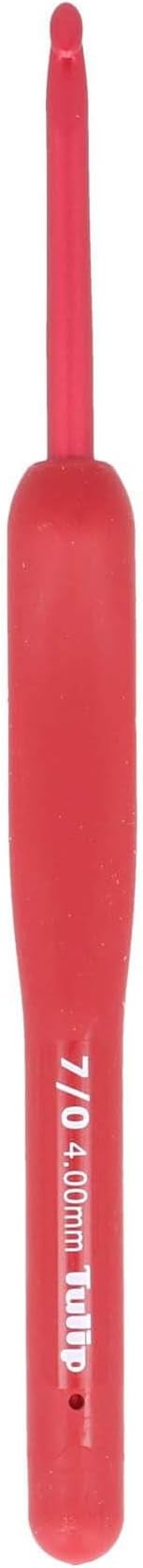 Tulip Etimo Red Crochet Hook, Soft‑Grip Handle, 4.00 mm, one piece