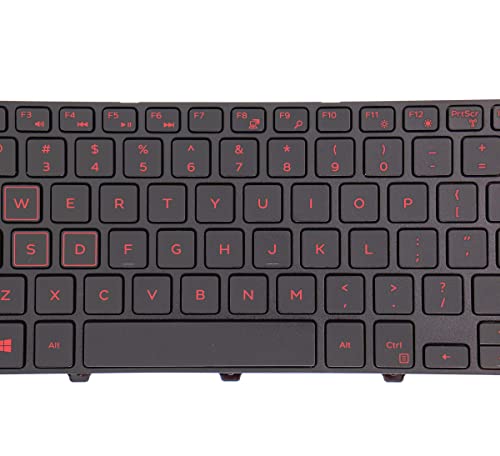 (Red Characters Printed) Replacement Keyboard Non-Backlit for Dell Inspiron 15 3542 3543 3551 3552 5542 5545 5547 5755 5551 5558 5552 5758 5759 7557 7559 5559| 17 5000 5748 5749 5755 5758 5759 Series