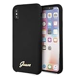  CG MOBILE- Fashion Case de Silicona Compatible con Guess- Vintage Gold Logo para iPh X/XS - Color Negro