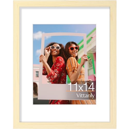 Vittanly 11x14�C���` �ʐ^�t���[�� �f�B�X�v���C�s�N�`���[�t���[�� 8x10�C���` �}�b�g�Ȃ� 11x14�C���` �}�b�g�Ȃ� �G���W�j�A�[�h�E�b�h ��U�h�~�v���L�V�K���X �Ǌ|���p�t�H�g�t���[�� �i�`������ 1�p�b�N