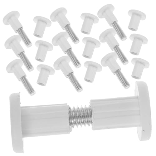 POPETPOP 50 piezas Kit de Tornillos y Tuercas para Fijación de Tableros Herrajes de Conexión para Muebles Tornillería Resistente para Ensamblaje Seguro y Duradero de Madera Blanca