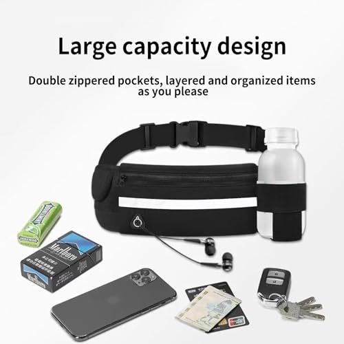 UYGTHI Laufgürtel Handy Tasche Jogging, Reflektierende Handytasche Joggen Wasserdicht für Damen und Herren, Laufgürtel mit Kopfhöreranschluss und Verstellbarem Gurt, Jogging Tasche für Outdoor Fitness