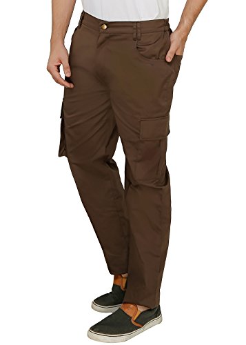 Image of ASHDAN Outdoor Solid Cargos. Regular Fit. Multi-Utility Pockets. Sturdy Polyester-Cotton Blended Cargo Trousers