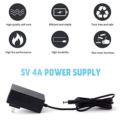 [UL Listed] MIXGOO 5V 4A Power Supply Charger (Input AC 100V-240V, Output DC 5 Volt 4 Amp 20 Watt) Adapter Switching Transformer Converter DC 5.5mm x 2.1mm / 5.5mm x 2.5mm Universal2