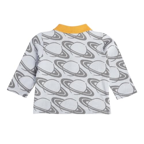 Image of miniklub Baby Collar Long Sleeve Knitted Cotton T-Shirt (Grey /Yellow Color)