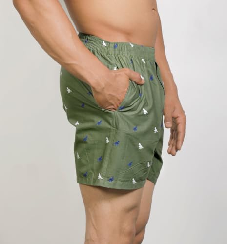 Image of Men's Cotton Blend Combo of 2 Printed Boxer Side Pockets Shorts 02