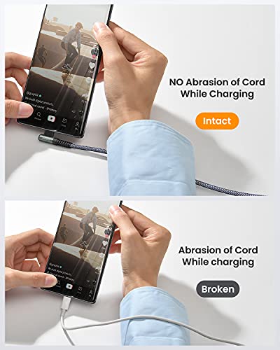 Image of 2-Pack USB to USB C Cable 3.1A Fast Charge, [3.3FT+10FT] AINOPE Right Angle Type C Charging Cable, Durable Nylon Braided USB C Cable Fast Charge Compatible Galaxy S10 S9 S8 Plus S21, LG V30,V20,G6
