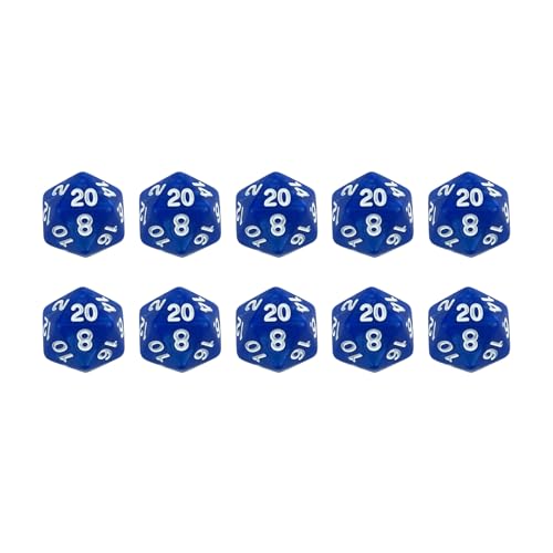 D20 - Lote de 10 dados poliédricos para juegos de mesa DND RPG (azul)