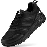 FitVille Wide Fit Mens Trail Running Shoes Breathable Hiking Trekking Trainers Arch Support Walking Shoes, JetBlack, 10, Wide