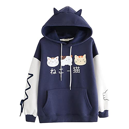 Cosplay Anime Bunny Emo Girls Cat Bear Ears Emo Bear Top Shirt Pullover Sweater Hoodie