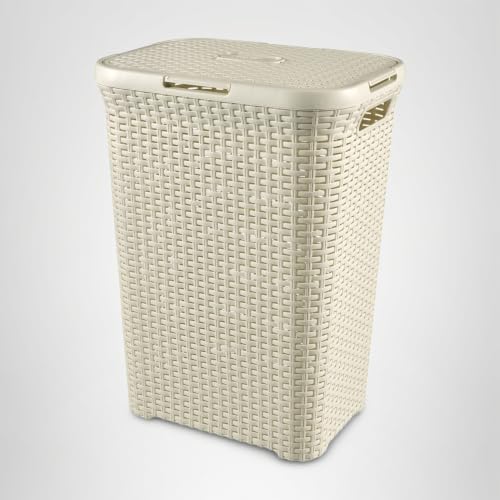 Miniatura 8 de Curver Hamper Style- Baúl Para La Colada Con Tapa 60l, Cesto De Ropa, 45x34x62 Cm, Blanco