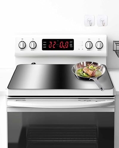 Image of Stove Top Covers for Electric Stove, Black Grey White Induction Cooktop Cover Protector, Farmhouse Ombre Color Modern Simple Range Mat for Glass Top Stove, Dish Drying Mat Kitchen Countertop, 24"x21"