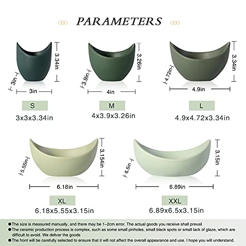 Notakia Salad Bowls, 5 Packs Serving Bowls Porcelain,Lotus Shaped Pasta Bowls, Dishwasher & Microwave Safe, Unique Ceramic Bowls For Salad, Pasta, Soup, Rice, Ideal For Home And Restaurant (Green) #TOP5