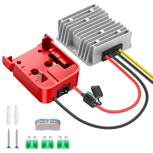 18V to 12V Step Down Converter for Milwaukee M18 Battery DC Voltage Reducer Transformer 12V 20A 240W Buck Converter Power Wheel Battery Adapter with Over Discharge Protection Switch and Fuse