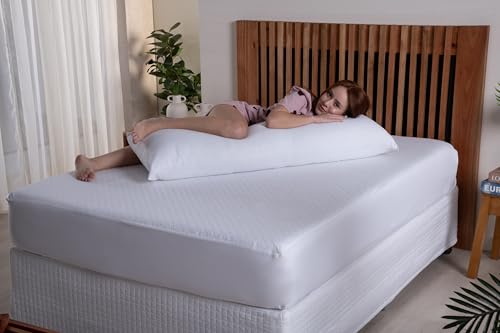 Travesseiro de Corpo Xuxão Branco Capa Percal 180 Fios Com Enchim...