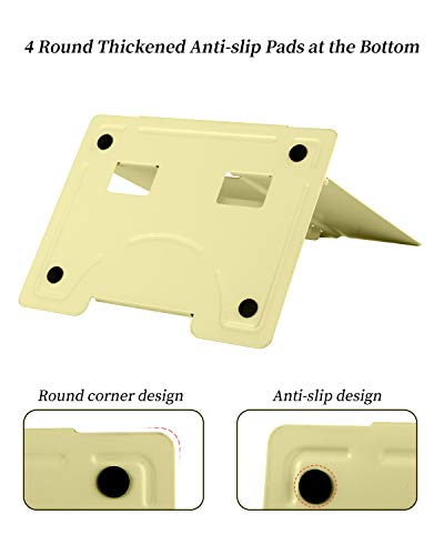 MSDADA Desk Book Stand Metal Reading Rest Book Holder Adjustable Cookbook Documents Holder Portable Sturdy Bookstands for Recipes Textbooks Tablet Music Books with Page Clips (Light Yellow) - Thumbnail 4