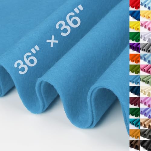 Image of XSEINO Sky Blue Large Felt Fabric 36 inch X 36 inch(1 Square Yard), 1.4 mm Thick Soft Felt Fabric Sheet for Crafts, Blue Series Colors Soft Nonwoven Fabric, Fit for Decoration, Sewing, DIY Crafts
