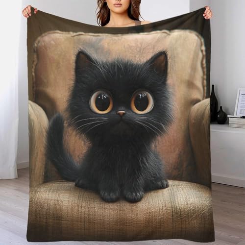Couverture lit microfibre chat noir plaid 200x230 cm - 6