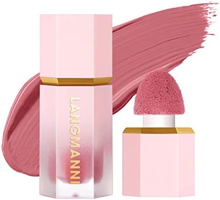TOSOUATOP Liquid Blush, Soft Cream Blush Makeup with Cushion Applicator for cheeks, Natural Glossy, Improve Complexion, Long-Wearing, Blush Makeup for Face, Eyes and Lips, 01#Lucky Pink