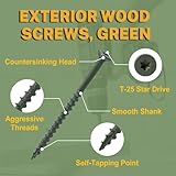 Zynthor 50Pcs 4.8 x 75mm Decking Screws, Green Wood Screws, Flat Head Deck Screw, Torx Drive Screw for Wood Timber, T25 Star Bit Included - Image 4